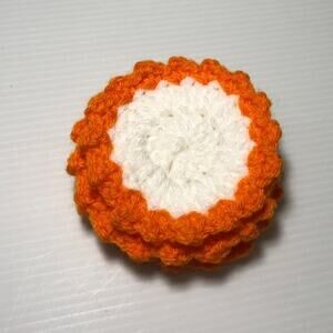 NWT Orange White Handmade Crocheted Facial Scrubbies by Dawny Set of 4